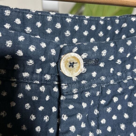 Massimo Dutti Shorts Preppy Flat Front Pockets Navy White Polka Dots Sz 36 - Picture 3 of 8